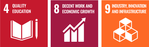 4 QUALITY EDUCATION 8 DECENT WORK AND ECONOMIC GROWTH 9 INDUSTRY.INNOVATION AND INFRASTRUCTURE